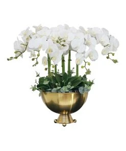 Best deal 😍 Vicky Yao Exclusive Design Luxury Artificial Orchid Flower Arrangement In Large Triangle Ball Vase 🌟