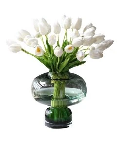 Promo 🤩 Vicky Yao Real Touch Artificial Elegant White Tulip Flower Arrangement 🥰