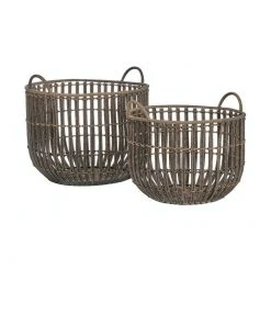 Buy ⌛ Cooper & Co Linear Baskets Set Of 2 Grey ✨