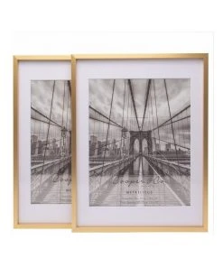 New ❤️ Cooper & Co 10x13" Matt to 8x10" Premium Metallicus Metal Photo Frames Set Of 2 Gold 👏