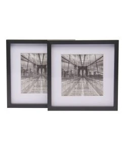 Budget 🎉 Cooper & Co 6X6" Matt to 4X4" Premium Metallicus Metal Photo Frames Set Of 2 Black 😀