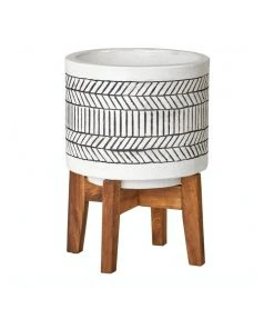 Outlet 👍 Cooper & Co. Idaho Ceramic Planter Pot On Wooden Stand 🔥