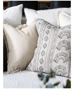 Promo 🔥 Madras Link Aish Linen Cushion 55cm Charcoal/Natural 😀