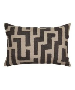 New ⌛ Madras Link Kent Embroidery Cushion Charcoal 40x60cm 👏