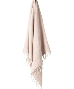 New ❤️ Aura Home Vintage Linen Fringe Throw in Shell ⭐