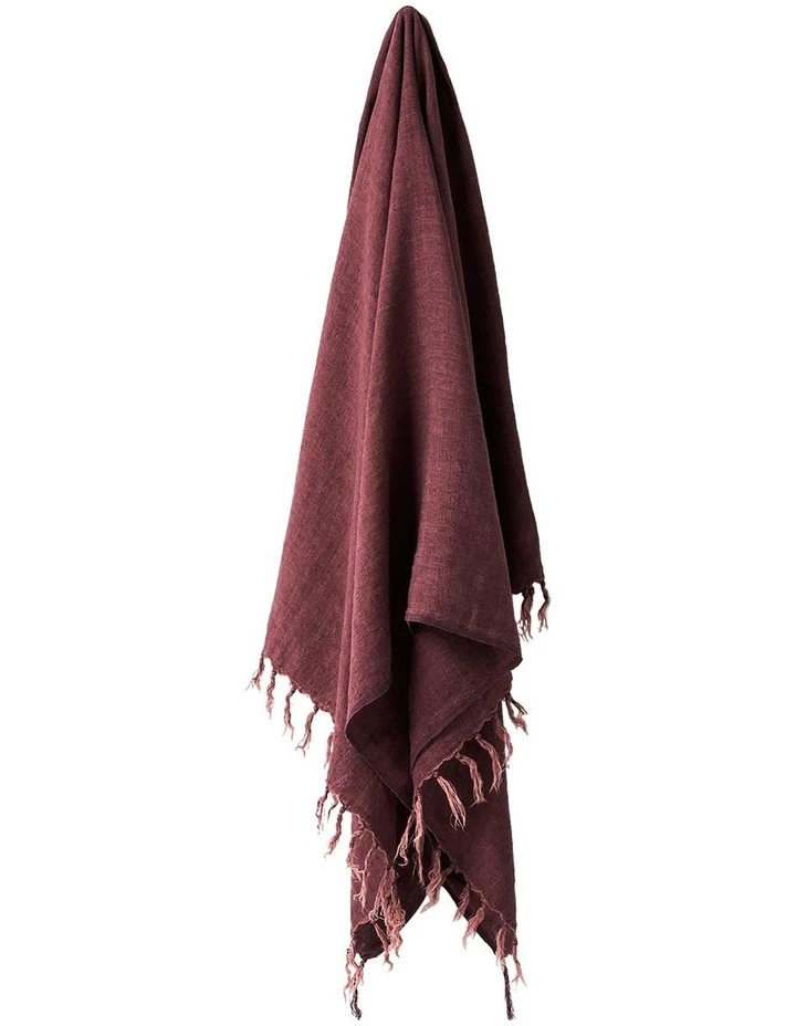 Buy 𧨠Aura Home Vintage Linen Fringe Throw in Syrah π 1 Buy 𧨠Aura Home Vintage Linen Fringe Throw in Syrah π