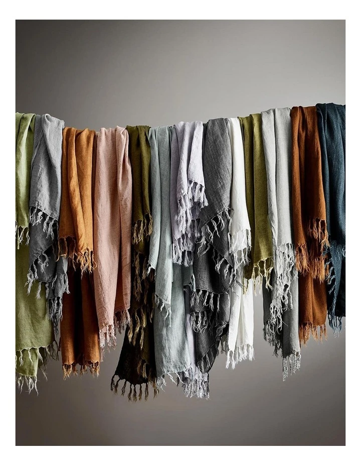 Buy 𧨠Aura Home Vintage Linen Fringe Throw in Syrah π 2 Buy 𧨠Aura Home Vintage Linen Fringe Throw in Syrah π - Image 2