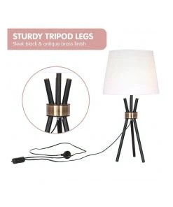 Top 10 ❤️ Sarantino Metal Tripod Table Lamp With Antique Brass Accent 🥰 -Deals Home Décor Store 888989410 5 720x928