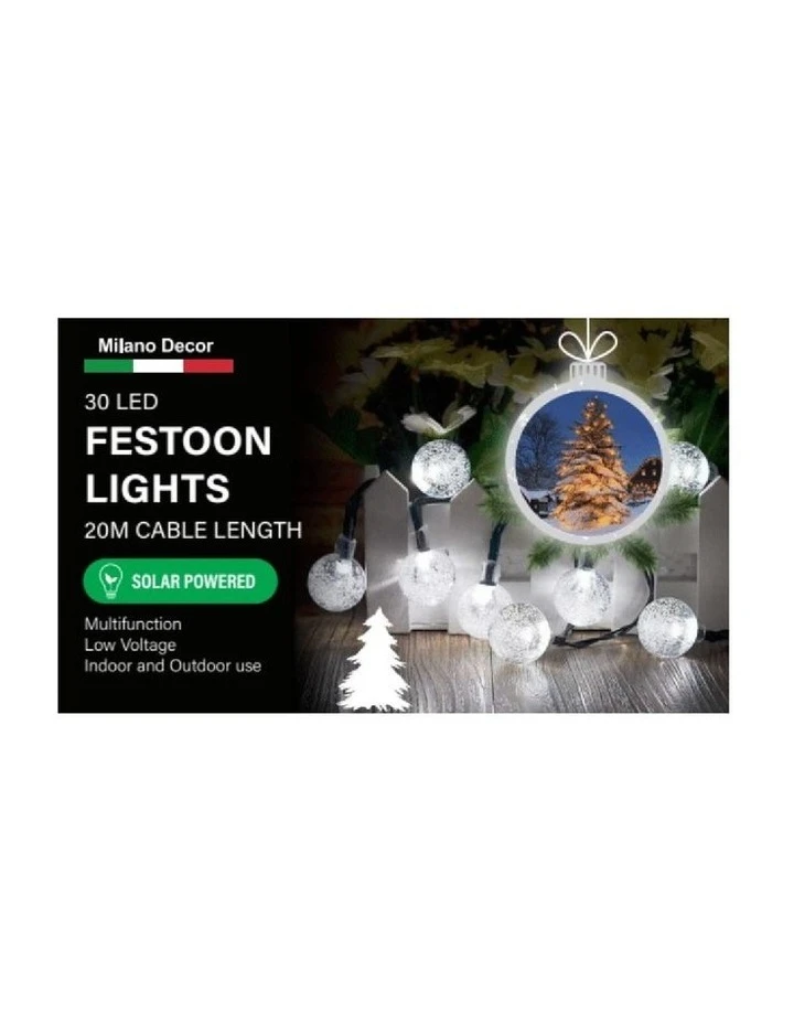 Discount 🧨 Milano Décor Solar Powered Outdoor Festoon Lights White 30 Lights 10003387 ✔️ 5 Discount 🧨 Milano Décor Solar Powered Outdoor Festoon Lights White 30 Lights 10003387 ✔️ - Image 5