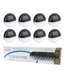 Best deal ⌛ Milano Décor Utmark 8 Pack Round Solar LED Solar Fence Lights Black 👍