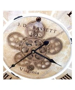 Best deal 🎉 La Florentina Bassett Industrial Moving Cogs Wall Clock Round 60cm White ✨ -Deals Home Décor Store 893440360 3 720x928