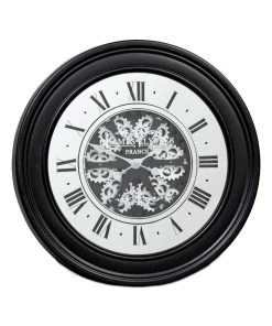 Cheapest ✔️ La Florentina Miro' French Mirrored Moving Cogs Wall Clock 80cm Black ⭐