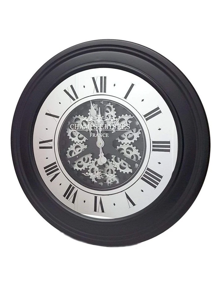 Cheapest ✔️ La Florentina Miro' French Mirrored Moving Cogs Wall Clock 80cm Black ⭐ 2 Cheapest ✔️ La Florentina Miro' French Mirrored Moving Cogs Wall Clock 80cm Black ⭐ - Image 2