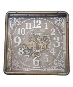 Promo 👏 La Florentina Roma Mirrored Moving Cogs Wall Clock 80cm Gold ⭐