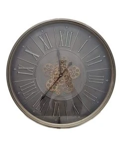 Deals ⌛ La Florentina George Modern Moving Cogs Wall Clock 60cm Grey ✔️
