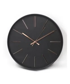 Brand new ✔️ Toki Clara 40cm Silent Wall Clock Black/Rose Gold ✨